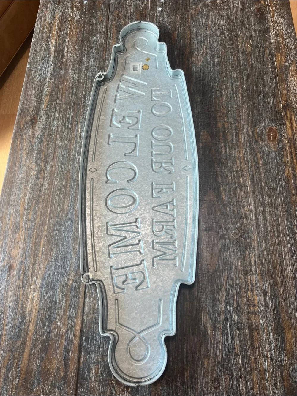 Welcome to Our Farm Metal Wall Sign - Rustic Gray